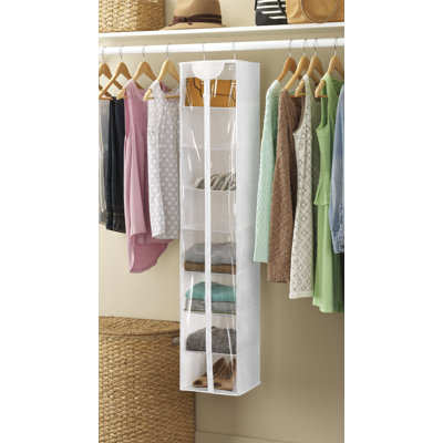 Whitmor 8-Shelf Hanging Sweater Bag - White with Crystal Clear